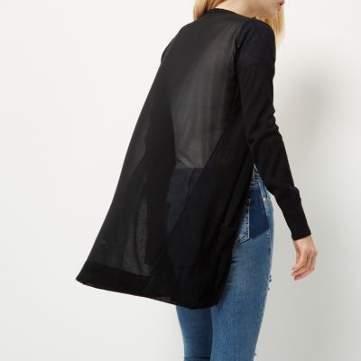 Black chiffon back knit cardigan